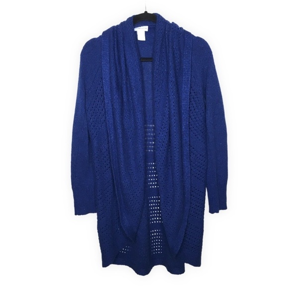Soft Surroundings Blue Open Knit Cocoon Long Cardigan - Picture 1 of 9